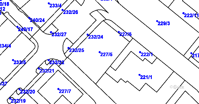 Parcela st. 227/5 v KÚ Sadová, Katastrální mapa