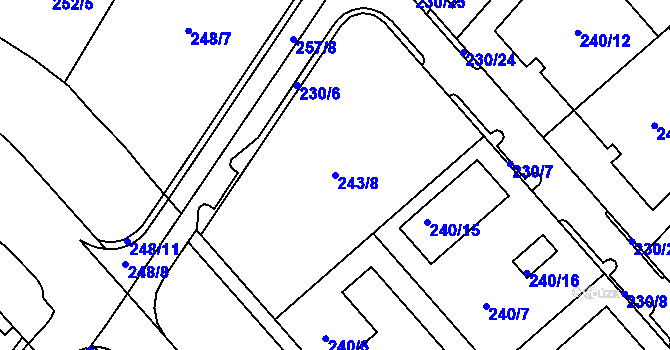 Parcela st. 243/8 v KÚ Sadová, Katastrální mapa