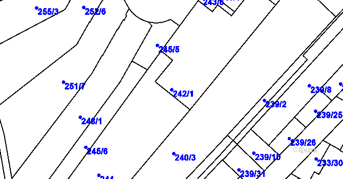 Parcela st. 242/1 v KÚ Sadová, Katastrální mapa