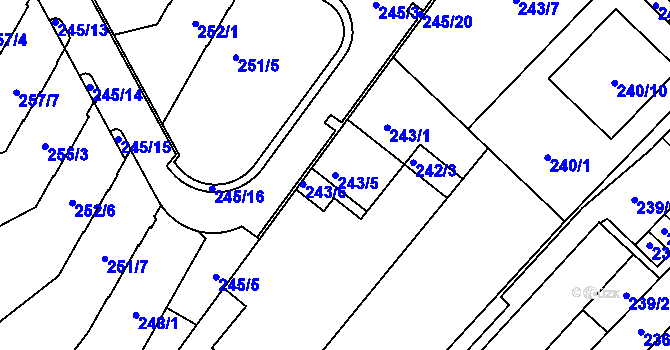 Parcela st. 243/5 v KÚ Sadová, Katastrální mapa
