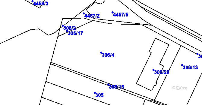 Parcela st. 306/4 v KÚ Sadová, Katastrální mapa