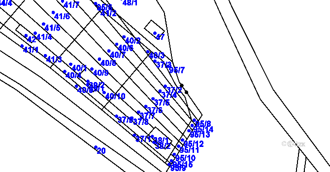 Parcela st. 37/2 v KÚ Sadová, Katastrální mapa