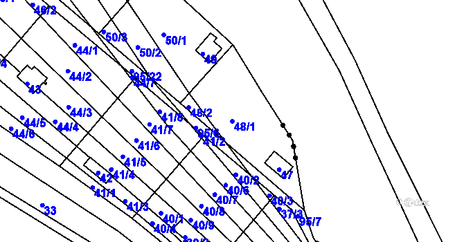 Parcela st. 48/1 v KÚ Sadová, Katastrální mapa