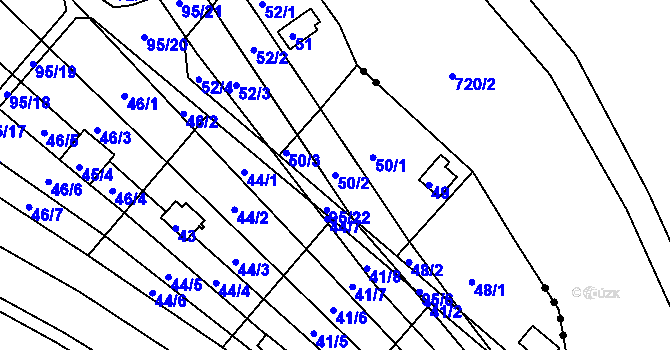 Parcela st. 50/2 v KÚ Sadová, Katastrální mapa