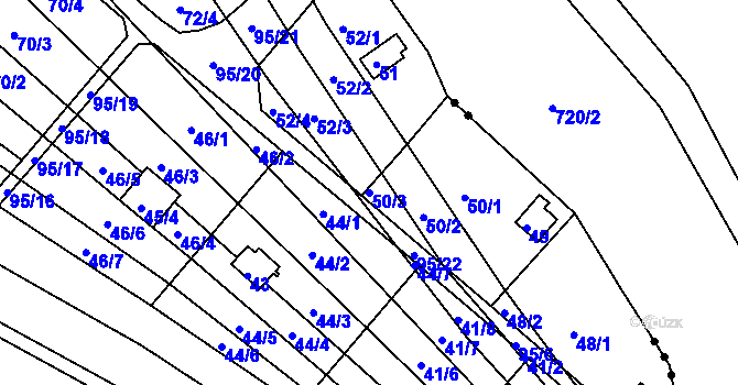 Parcela st. 50/3 v KÚ Sadová, Katastrální mapa