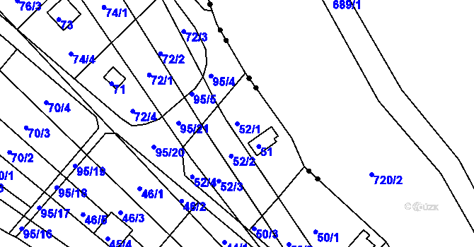 Parcela st. 52/1 v KÚ Sadová, Katastrální mapa