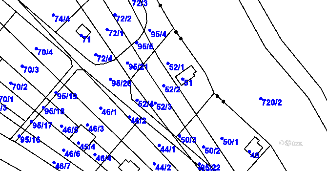 Parcela st. 52/2 v KÚ Sadová, Katastrální mapa
