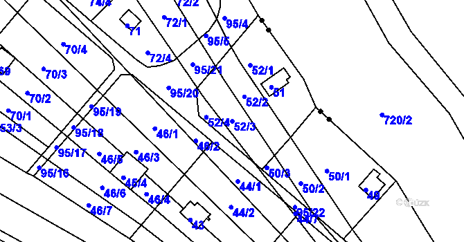 Parcela st. 52/3 v KÚ Sadová, Katastrální mapa