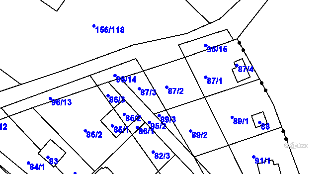 Parcela st. 87/2 v KÚ Sadová, Katastrální mapa