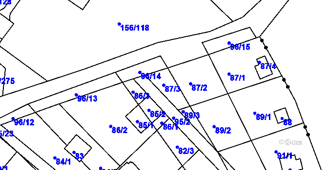 Parcela st. 87/3 v KÚ Sadová, Katastrální mapa