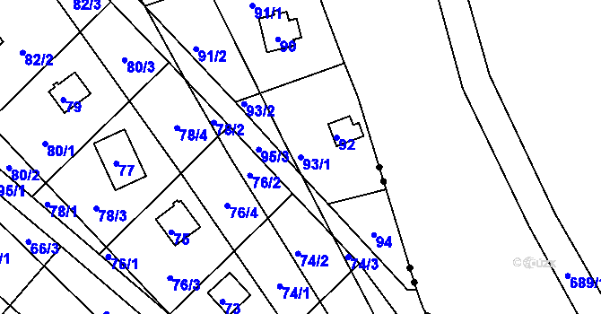 Parcela st. 93/1 v KÚ Sadová, Katastrální mapa