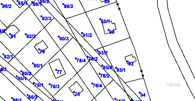 Parcela st. 93/2 v KÚ Sadová, Katastrální mapa