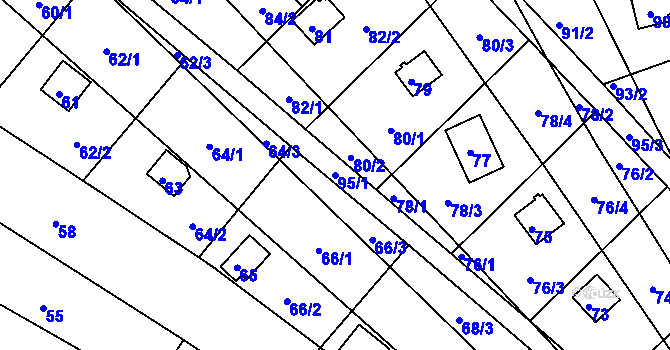 Parcela st. 95/1 v KÚ Sadová, Katastrální mapa