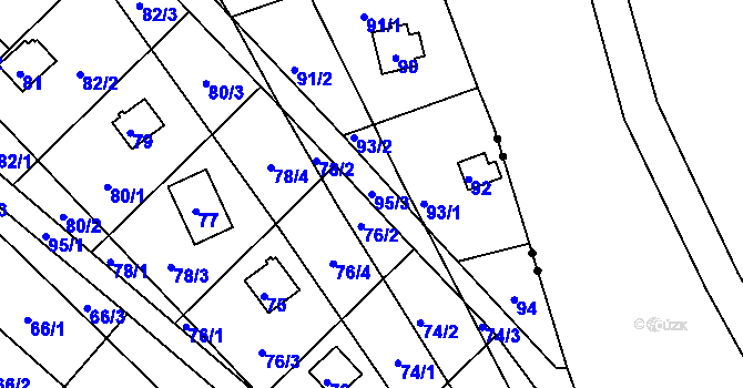 Parcela st. 95/3 v KÚ Sadová, Katastrální mapa