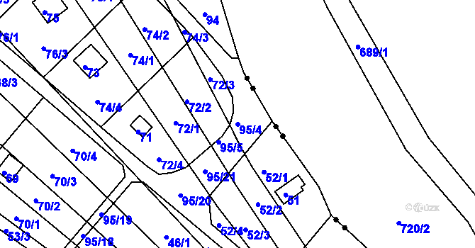 Parcela st. 95/4 v KÚ Sadová, Katastrální mapa