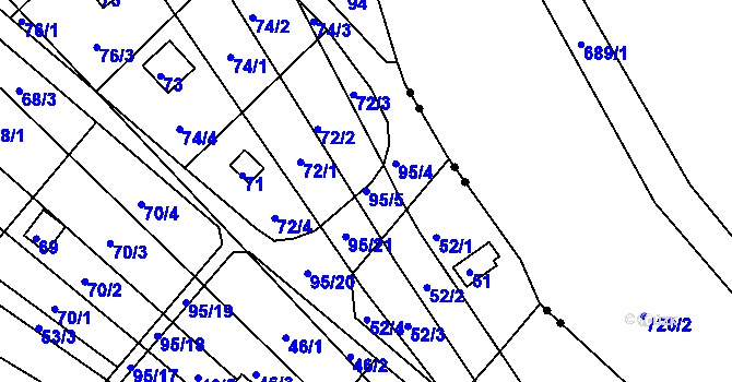 Parcela st. 95/5 v KÚ Sadová, Katastrální mapa