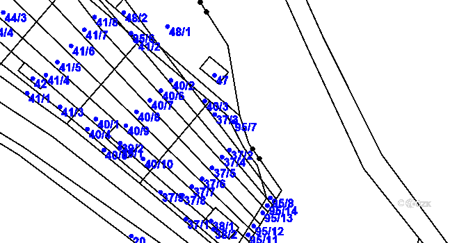 Parcela st. 95/7 v KÚ Sadová, Katastrální mapa