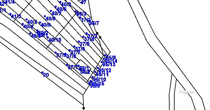 Parcela st. 95/8 v KÚ Sadová, Katastrální mapa