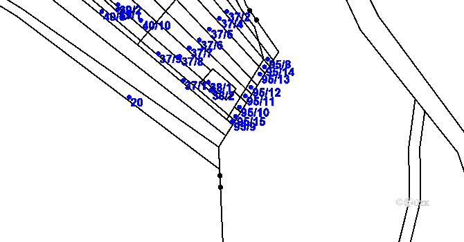 Parcela st. 95/9 v KÚ Sadová, Katastrální mapa
