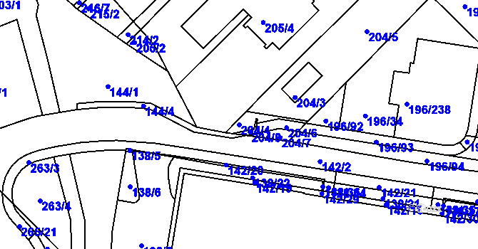 Parcela st. 204/4 v KÚ Sadová, Katastrální mapa