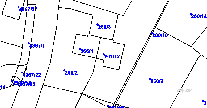 Parcela st. 261/12 v KÚ Sadová, Katastrální mapa