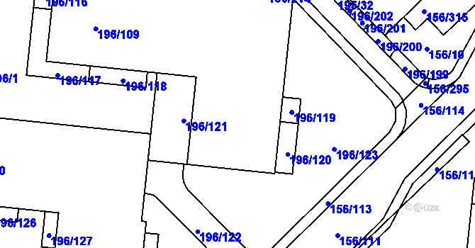 Parcela st. 194/1 v KÚ Sadová, Katastrální mapa