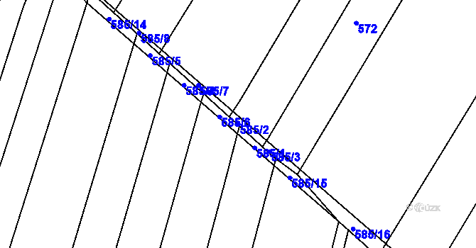 Parcela st. 585/2 v KÚ Sadová, Katastrální mapa