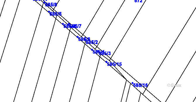 Parcela st. 585/3 v KÚ Sadová, Katastrální mapa