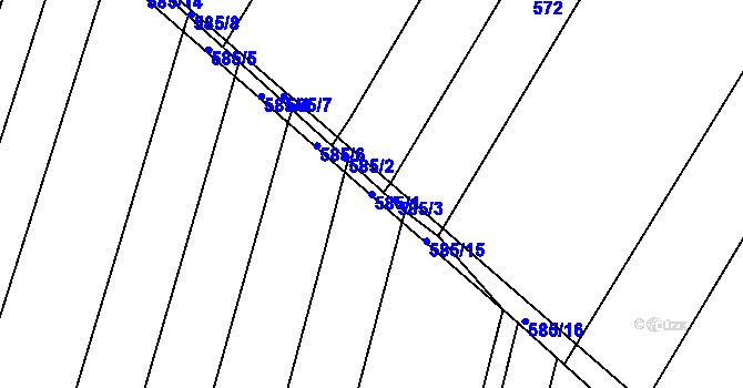 Parcela st. 585/1 v KÚ Sadová, Katastrální mapa