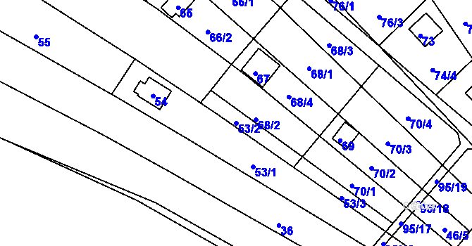 Parcela st. 53/2 v KÚ Sadová, Katastrální mapa