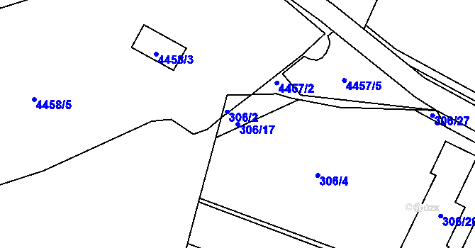 Parcela st. 306/17 v KÚ Sadová, Katastrální mapa