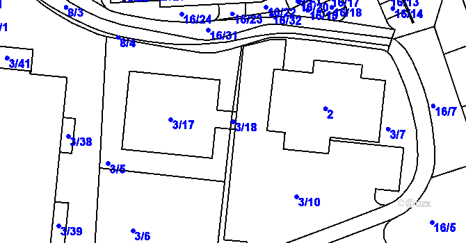 Parcela st. 3/18 v KÚ Sadová, Katastrální mapa