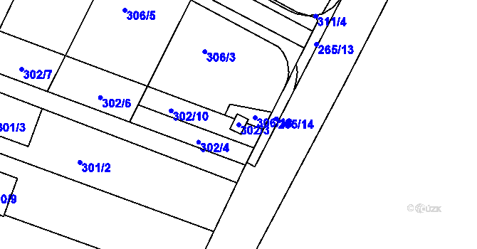 Parcela st. 302/3 v KÚ Sadová, Katastrální mapa