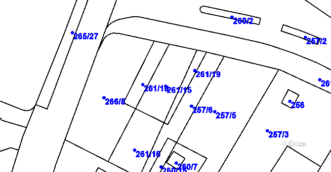Parcela st. 261/15 v KÚ Sadová, Katastrální mapa