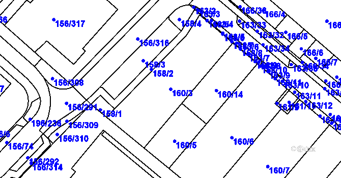 Parcela st. 160/3 v KÚ Sadová, Katastrální mapa