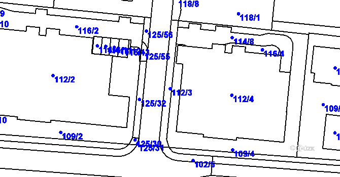 Parcela st. 112/3 v KÚ Sadová, Katastrální mapa