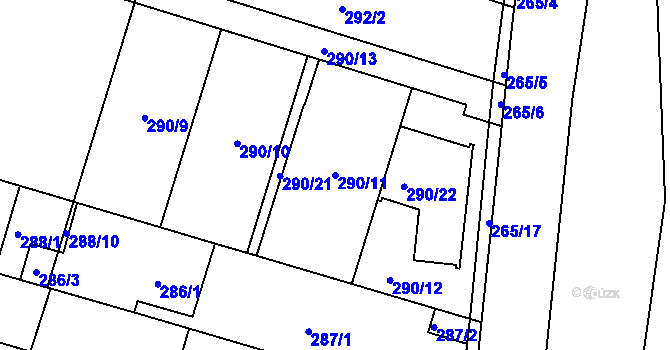Parcela st. 290/11 v KÚ Sadová, Katastrální mapa