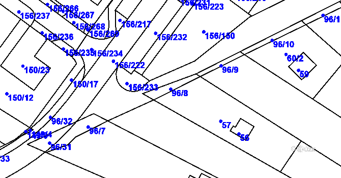 Parcela st. 96/8 v KÚ Sadová, Katastrální mapa