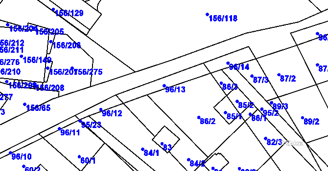 Parcela st. 96/13 v KÚ Sadová, Katastrální mapa