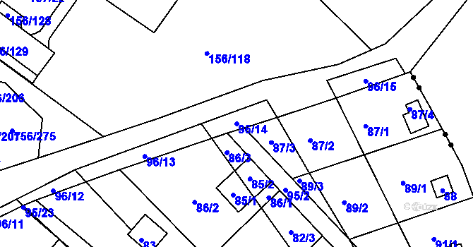 Parcela st. 96/14 v KÚ Sadová, Katastrální mapa