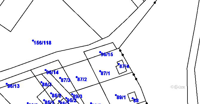 Parcela st. 96/15 v KÚ Sadová, Katastrální mapa