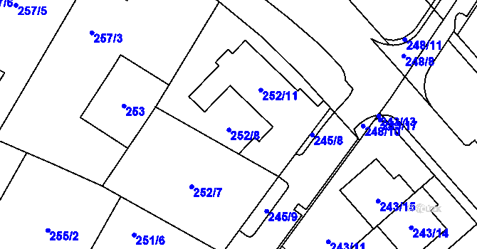 Parcela st. 249/1 v KÚ Sadová, Katastrální mapa
