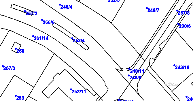 Parcela st. 251/4 v KÚ Sadová, Katastrální mapa