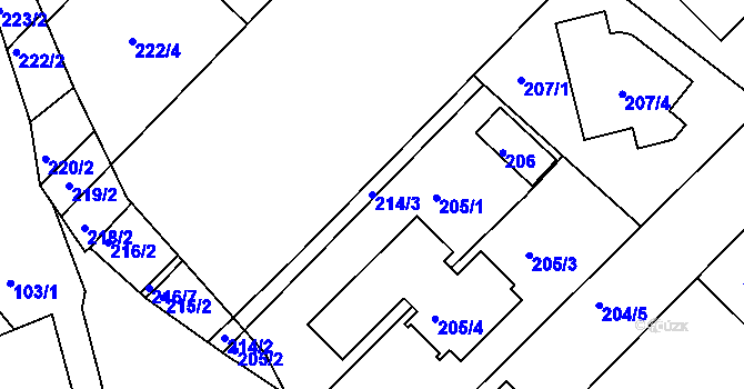 Parcela st. 214/3 v KÚ Sadová, Katastrální mapa