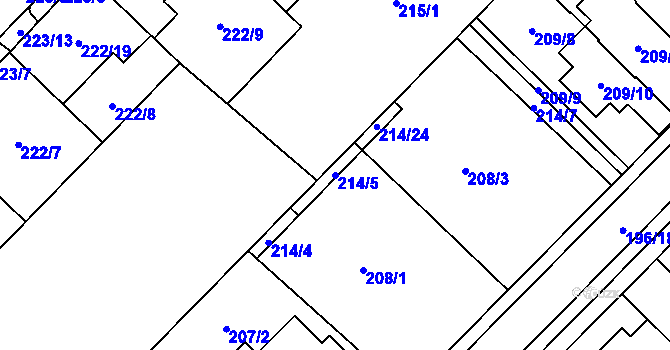 Parcela st. 214/5 v KÚ Sadová, Katastrální mapa