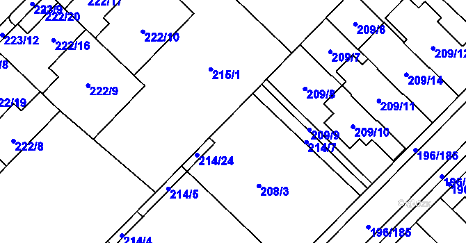 Parcela st. 214/6 v KÚ Sadová, Katastrální mapa