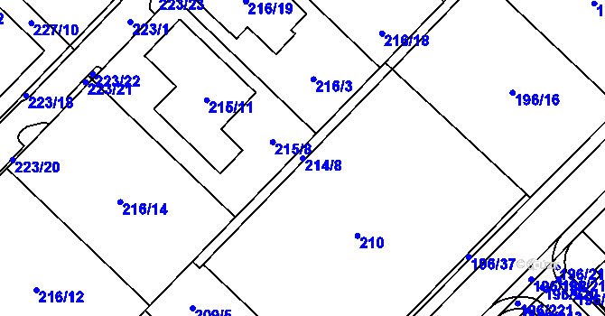 Parcela st. 214/8 v KÚ Sadová, Katastrální mapa
