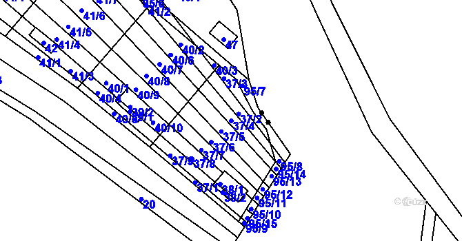 Parcela st. 37/4 v KÚ Sadová, Katastrální mapa