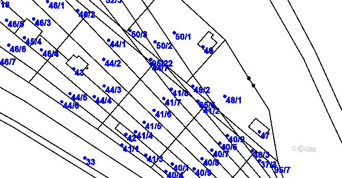Parcela st. 41/8 v KÚ Sadová, Katastrální mapa