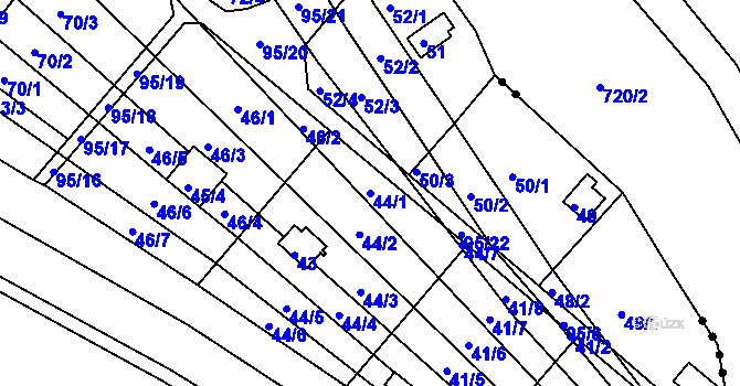 Parcela st. 44/1 v KÚ Sadová, Katastrální mapa